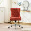 Chaise de bureau rembourrée en chenille orange moderne, pivotant, base en métal, coussin à rebond élevé, boutons tirés à la main, garniture cloutée décorative, confort d'étude-649631873