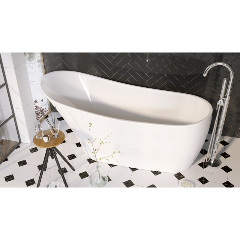 1680mm x 168mm Freestanding Soaking Acrylic Bathtub