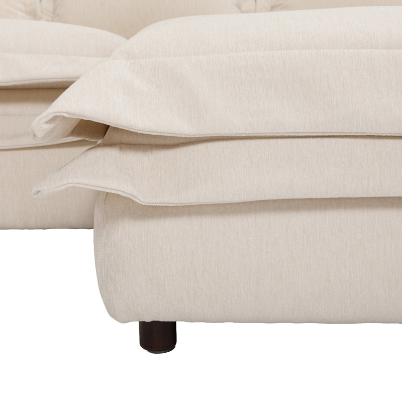 Canapé rembourré moderne 83 po de large avec repose-pieds Cloud, Beige