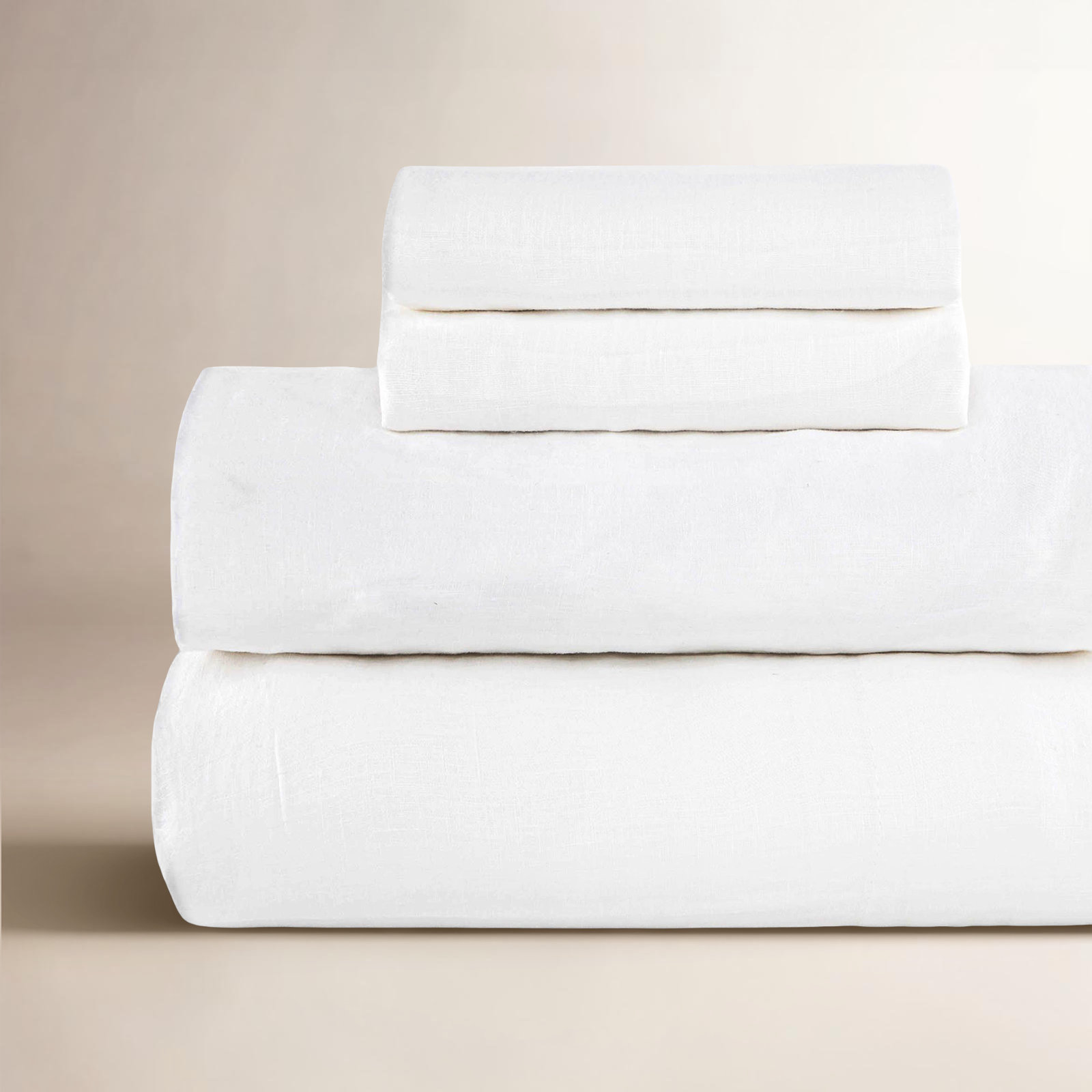 Linen Sheet Set, King Sheet Set with 2 Pillowcases, White