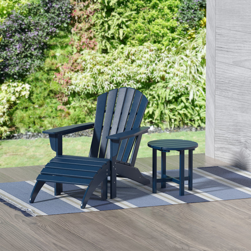 Chaise Adirondack en plastique avec repose-pieds Altura, Bleu marine