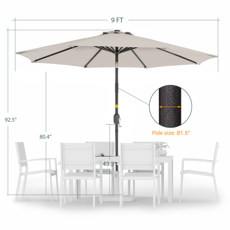 Donyeal 9FT Market Patio Umbrella, Outdoor Umbrella with Crank & Tilt, All-Weather UV Protection for Deck Backyard Garden Pool Lawn Porch