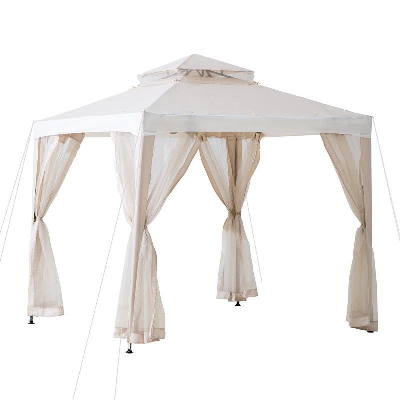 Pavillon de jardin à toit souple Sunjoy, Beige / Blanc, 8 pi x 8 pi