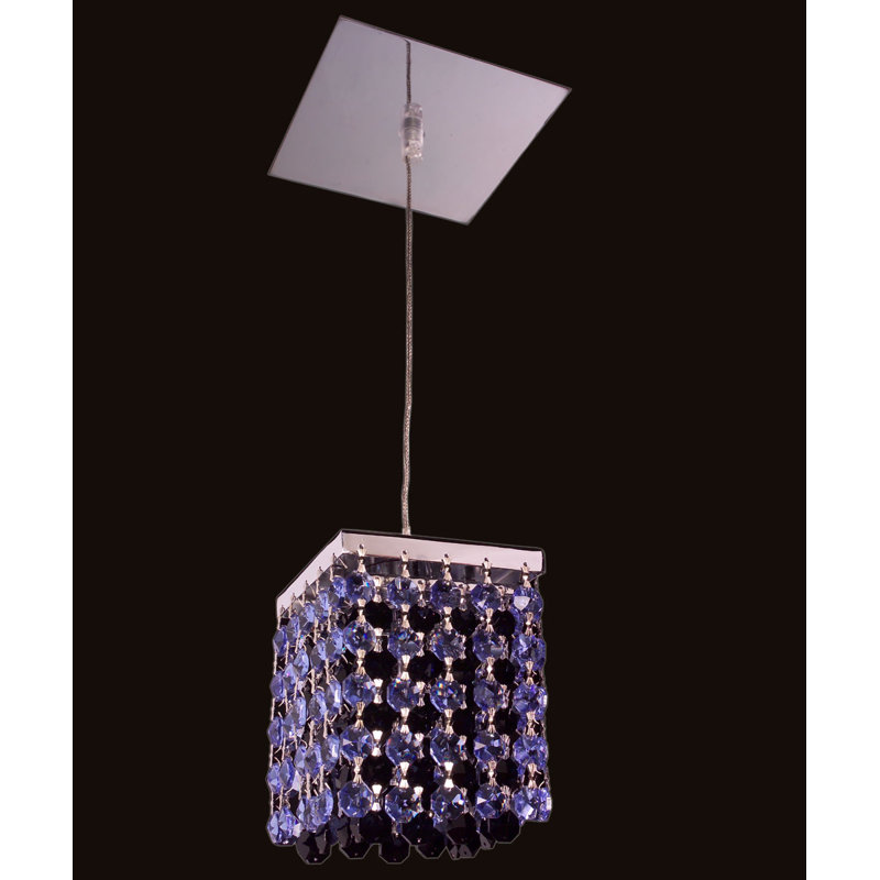 Luminaire suspendu carré 1 lumières Bedazzle, Saphir et noir