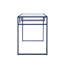 Bureau rectangulaire Dexter bleu avec plateau en verre trempé transparent et étagère de rangement ouverte, bureau d'ordinateur à structure métallique pour bureau à domicile