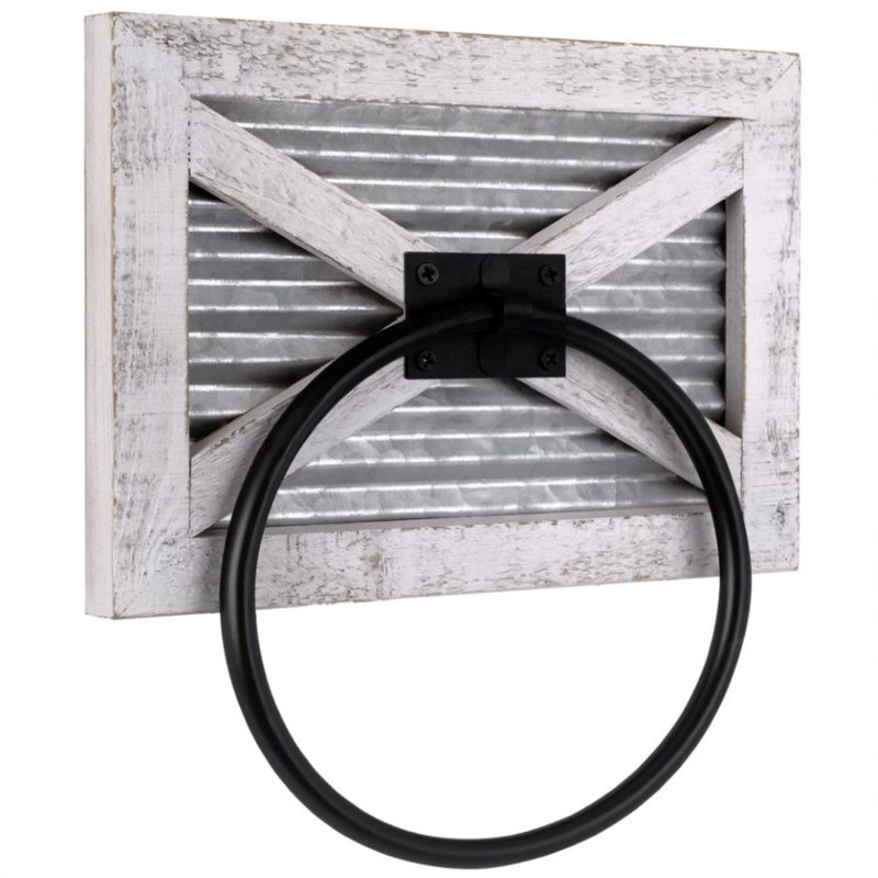 Rustic Brown and Black Wood and Metal Towel Ring