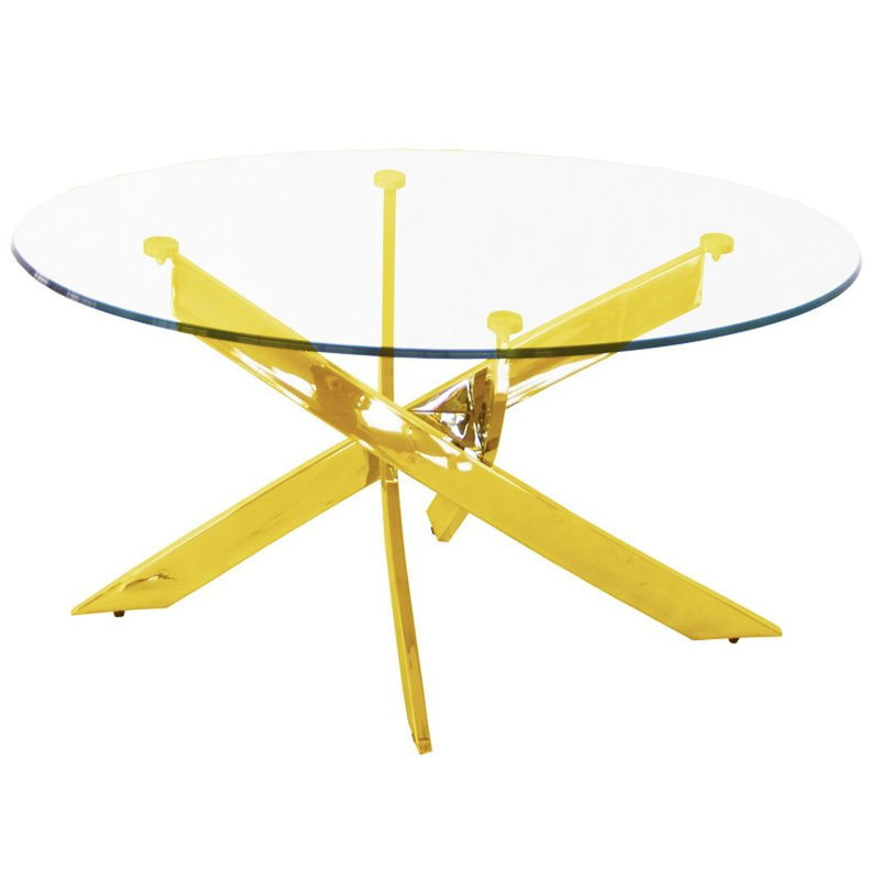 Table basse ovale en verre trempé avec cadre chromé 12 mm, Or