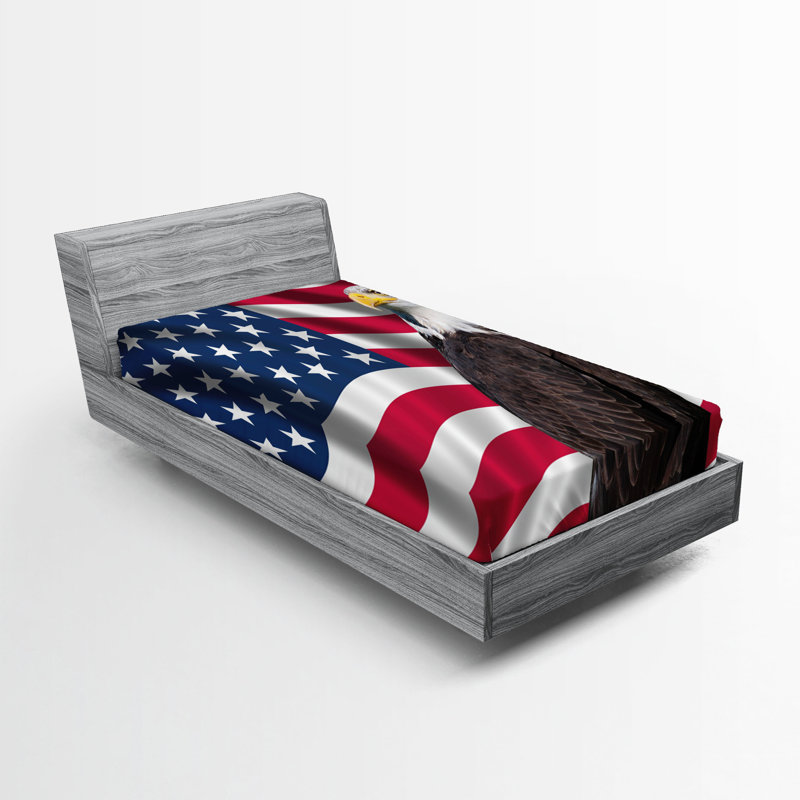 Multicolore ensemble de draps-housse Ambesonne Eagle Patriotic America, Drap-housse de taille simple