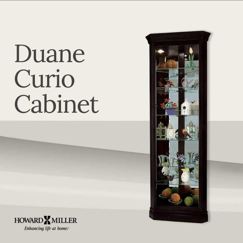 Duane Corner Curio Cabinet, Black Satin