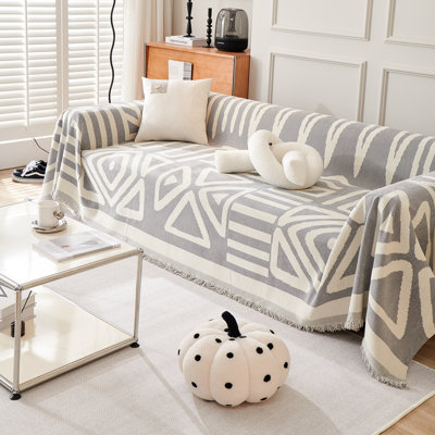 Boho Chenille Multiple Sizes Triangle Plaid Sectional Cushion Slipcover