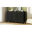 Cabinet d'entrée avec design Wave - 3 tablettes réglables, 3 tiroirs et portes à fermeture douce, console de rangement avec poignées en métal, convient pour le bureau, le couloir et le salon-1270594729