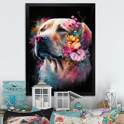 «Cute Retrieverers Floral Art II», peinture sur toile