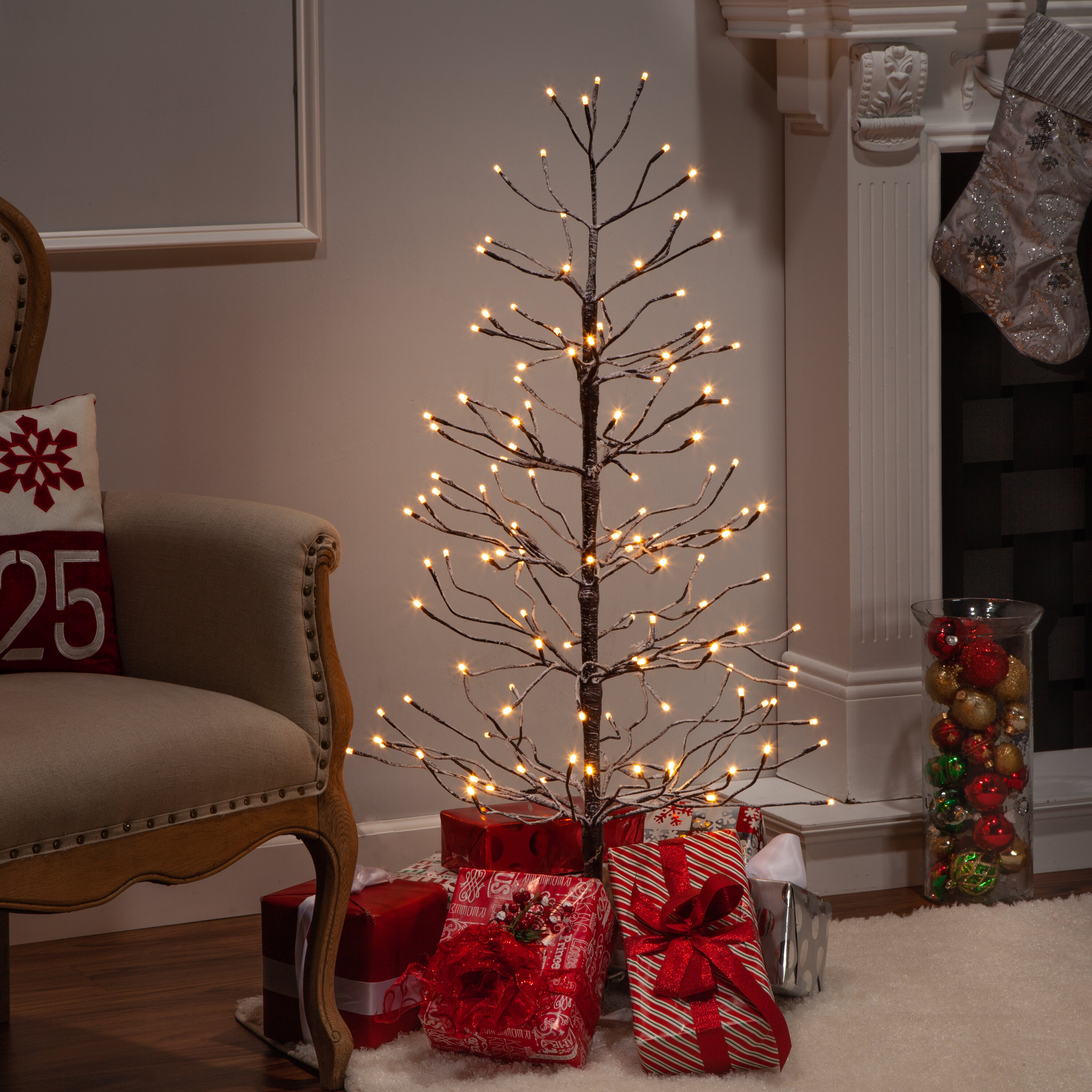 The Holiday Aisle® Electric Snowy Artificial Lighted Tree and Branches ...