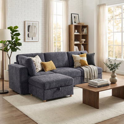 Nimbus 4 Seater Modular Convertible Sectional Sofa with Storage