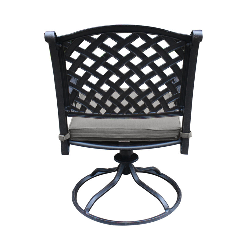 Chaises de salle à manger pivotantes en aluminium coulé avec coussin, ensemble de 2, Gris