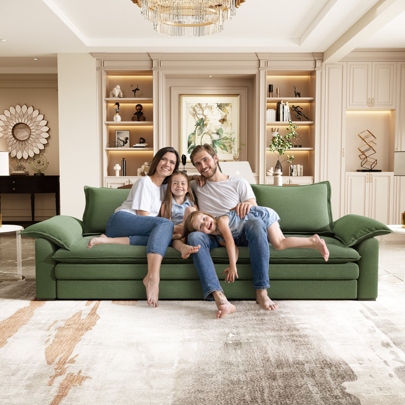 4 Seater Chenille Sofa, Green