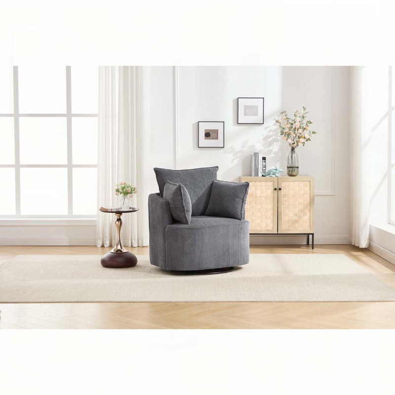 Chaise pivotante rembourrée en velours côtelé, Gris