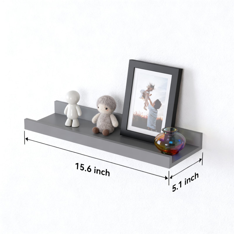 Set Of 6 Floating Shelves With Protective Lip, Modern Wall Display Ledges For Pictures, Books, Plants And Home Decor In Living Room, Bedroom, Nursery And Bathroom