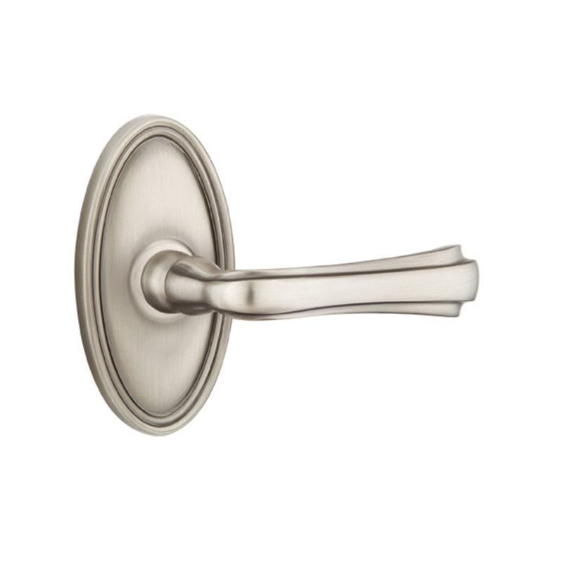 Wembley Flat Passage (Hall & Closet) Door Lever with Oval Rosette, Right, Antique Nickel