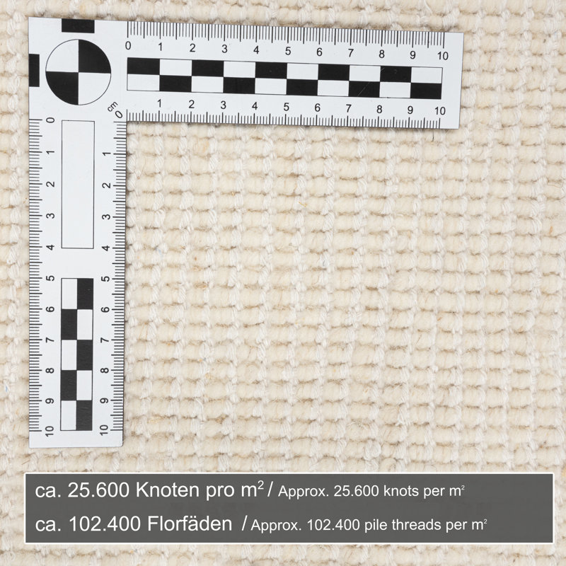 Taza Royal Handmade Wool Berber Rug Pinney in Cream, Rectangle 70 x 140cm