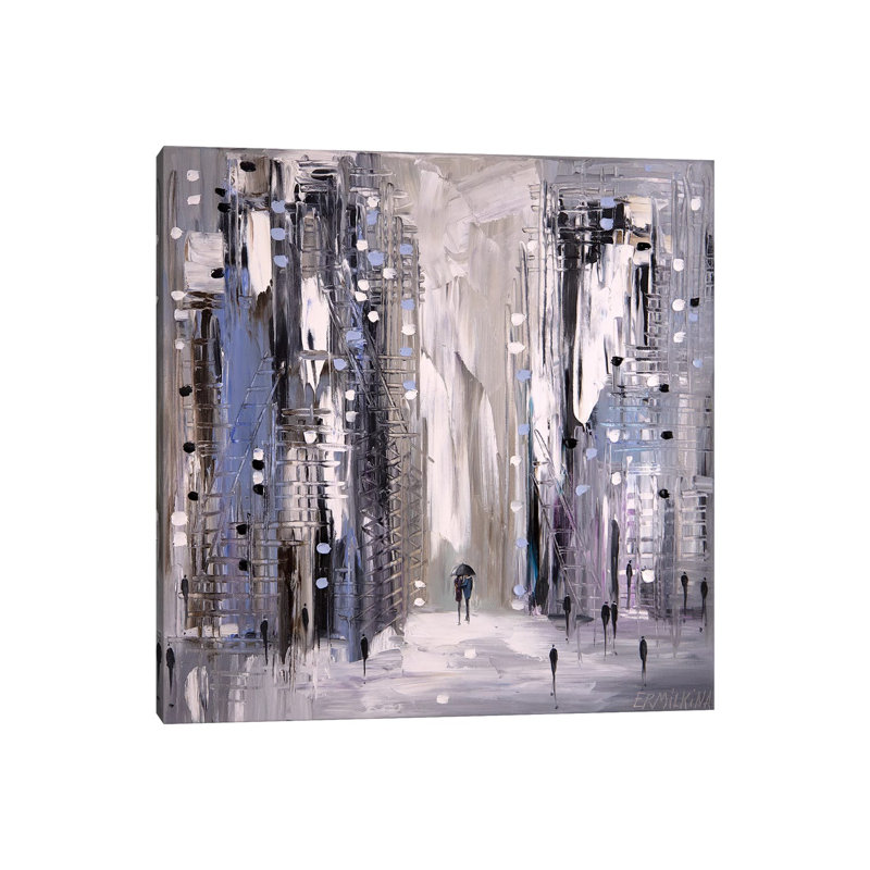 Under One Umbrella by Ekaterina Ermilkina - Wrapped Canvas Painting, 45.72 cm H x 45.72 cm W x 3.175 cm D