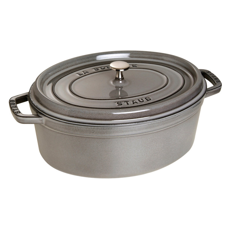STAUB Oval Cast Iron Cocotte, Grey, 33cm