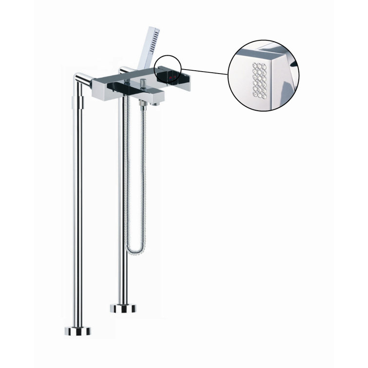 Brick 1 Handle Floor Clawfoot Tub Faucet with Diverter