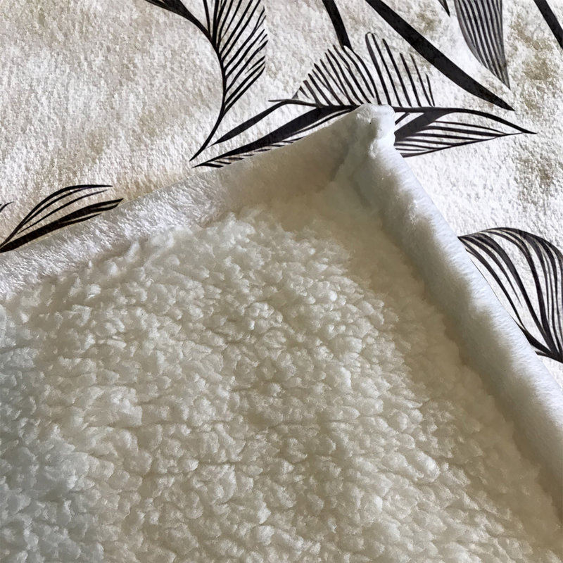 Throw Blanket, 51" W x 60" L, Black/White, Floral/Abstract