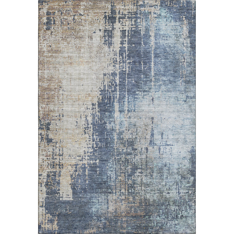 Premium Machine Washable Prisco Navy Rug
