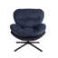 Fauteuil de bureau, chaise d'appoint, chaise d'appoint moderne avec base en similicuir et métal noir, bleu foncé-953779449
