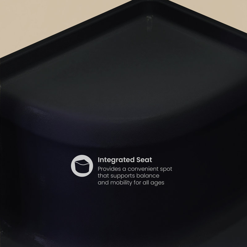 Aquatique 60" x 32" Right Drain, Shower Base in Matte Black, Right