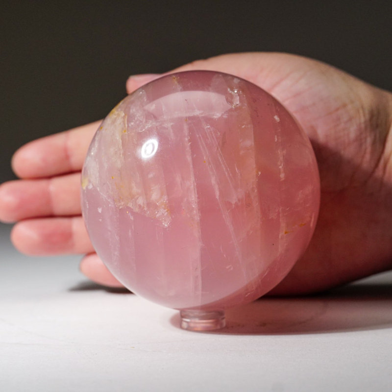 Polished Rose Quartz Sphere from Madagascar (3.5" Diameter, 1.7 Lbs)