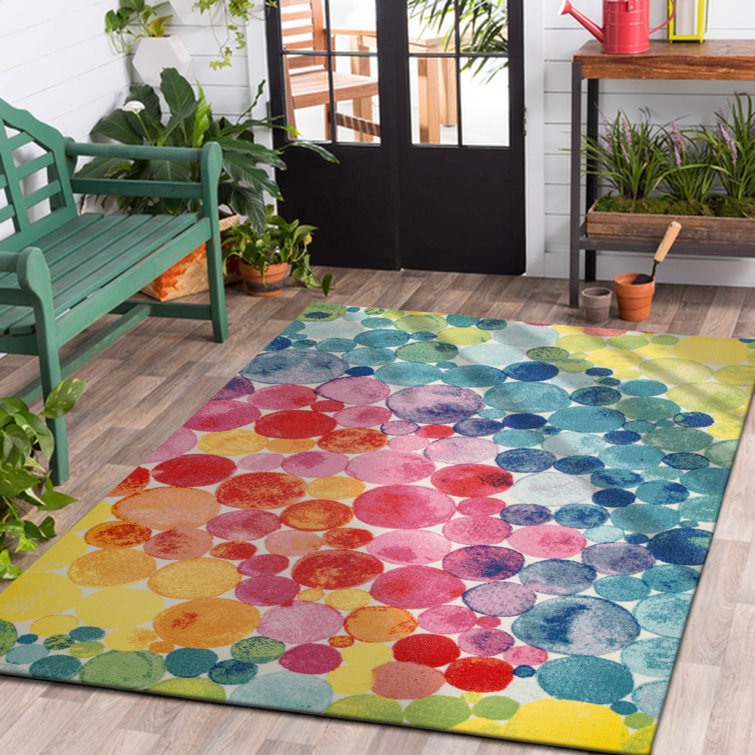 Bubbles' Multi-Color Geometric Non-Slip Indoor/Outdoor Rug