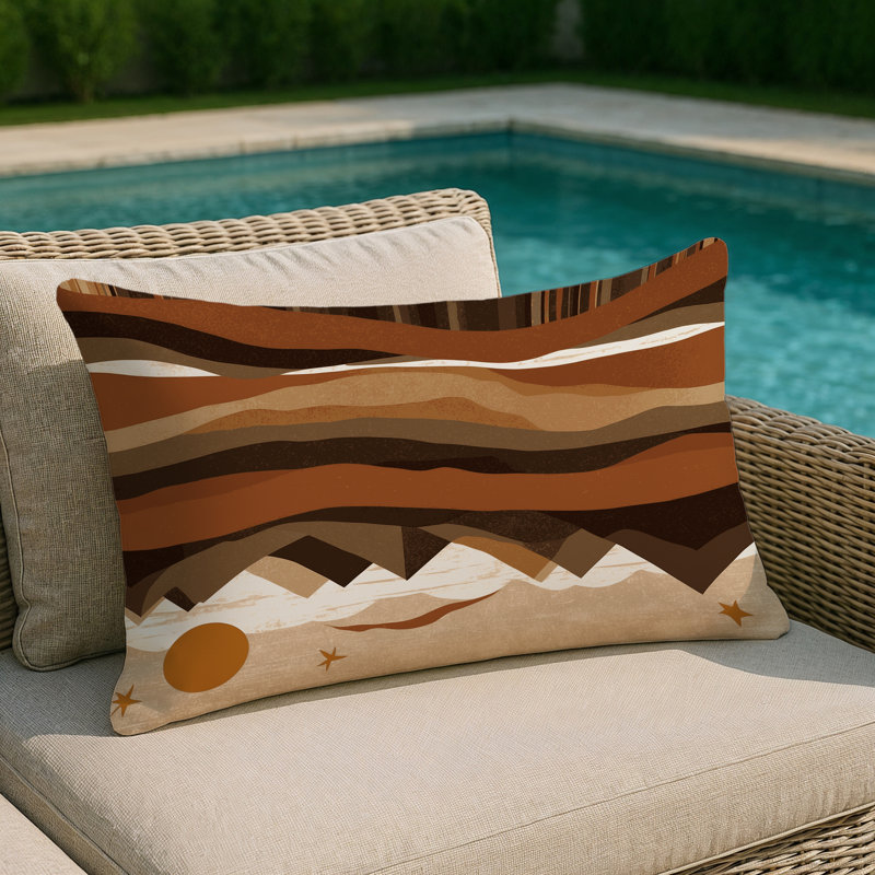 Dune Waves Indoor And Outdoor Throw Pillow, Rectangle 14"H x 20"W