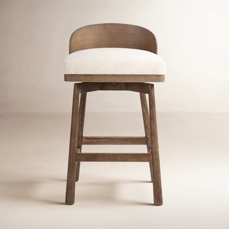 Cloris Swivel Stool-Altair Sienna-Counter & Bar, Counter Stool (26.97" Seat Height), Thames Cream Polyester Blend