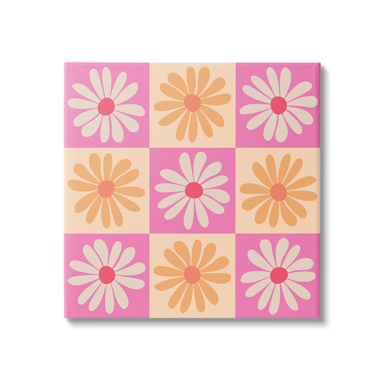 "Toile à carreaux avec motif de fleurs" par Carrie Cantwell sur, H 36 po x l 36 po