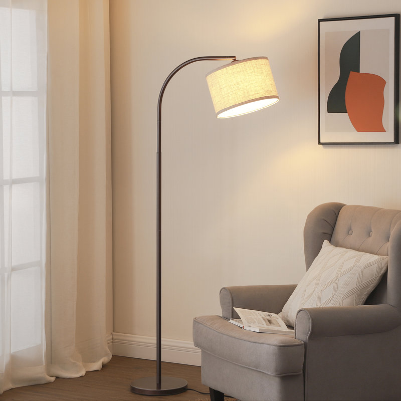 Lampe sur pied arquée 63 po Kjeld, Brun