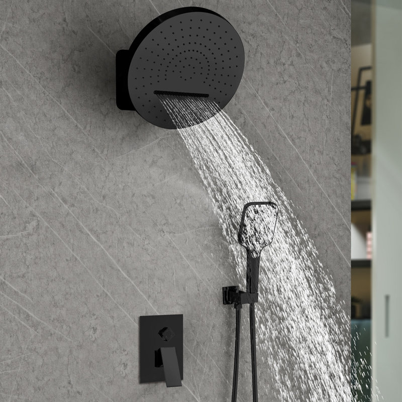 Système de douche cascade et pluie à 3 voies, Noir mat