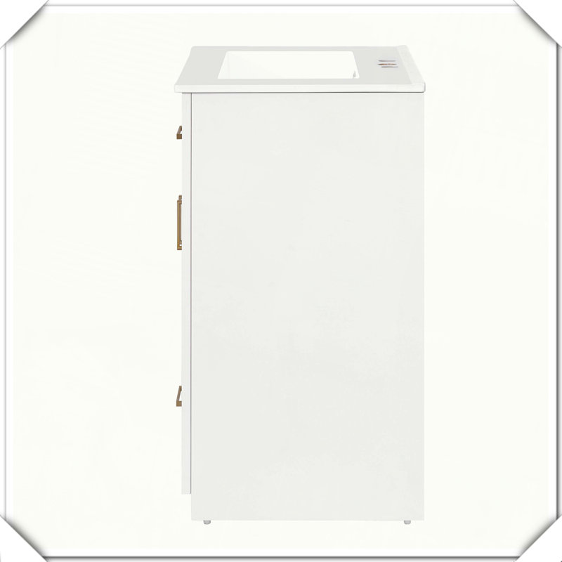 Meuble-lavabo simple avec tiroir intégré en céramique, Blanc