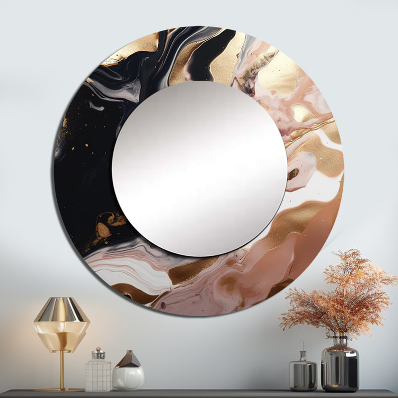 Shilyn Ocean Waves Fluidité en marbre V - miroir mural en marbre, 29 po x 29 po