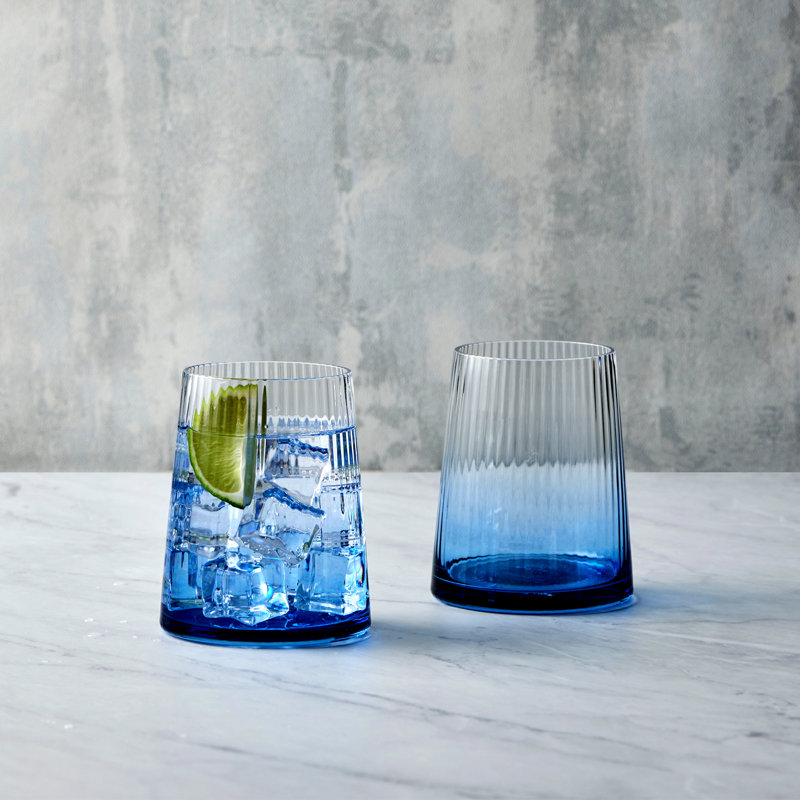 Empire 400ml Handmade Whiskey Glass Set, Blue