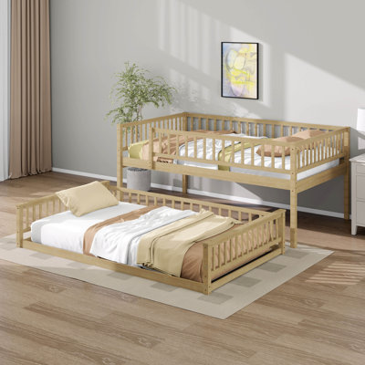 Lit superposé grand sur grand avec échelle, lits superposés en bois avec garde-corps pleine longueur, conception détachable