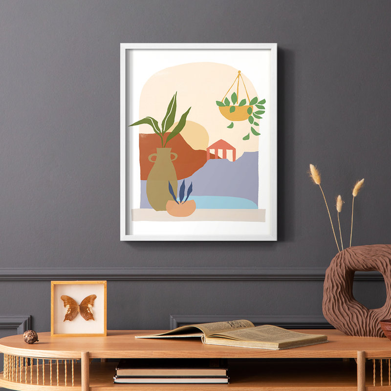 Papier scène II, reproduction encadrée - bois massif, Blanc, H 28 po x l 22 po