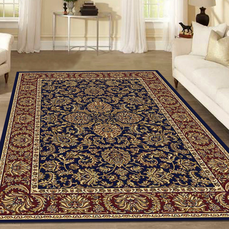 Tapis bleu marine / rouge Miami Gardens, Rectangulaire 3 pi 3 po x 5 pi 4 po