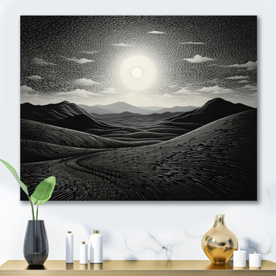 Désert majestueux pointillisme monochrome sur toile
