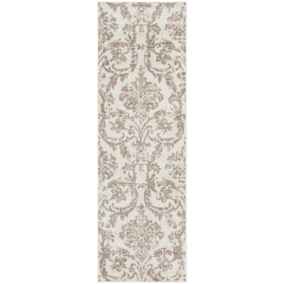 Cristiaan Damask Machine Woven Polypropylene Area Rug in Beige