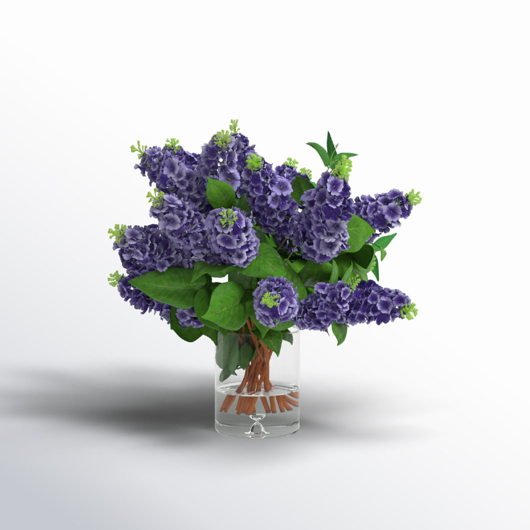 Kallas Italian Lilac Floral Arrangement in Glass Vase Freeport Park®
