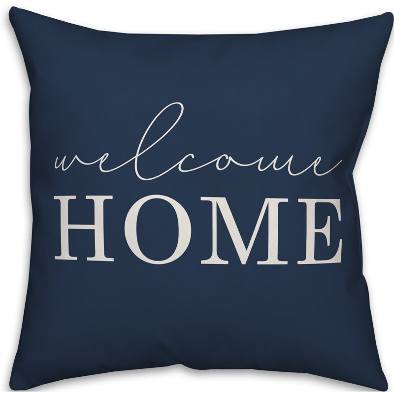  Coussin décoratif intérieur / extérieur Welcome Home, H 20 po x l 20 po, Bleu marine