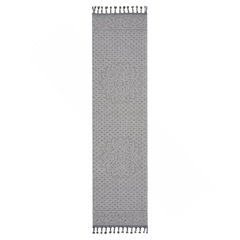 Collection White/Ivory /Medallion Indoor/Outdoor Area Rug, Runner 2'2" x 8'