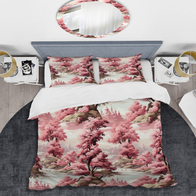Toile Tales Victorian Castle Pattern Floral Duvet Cover